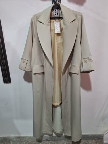 مانتو بارانی بلند چاکدار safir رنگ کرم سیر